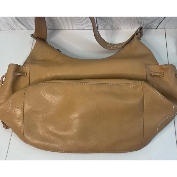 Cole Haan Tan Shoulder Bag Side Pockets Embroidered - Picture 5 of 10